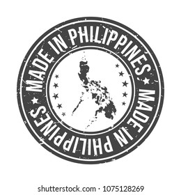 Made in Philippines Map. Quality Original Stamp Design Vector Art Seal Badge Illustration.