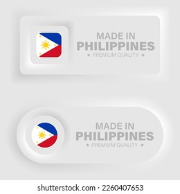 Made in Philippines neumorphic graphic and label. Element of impact for the use you want to make of it.