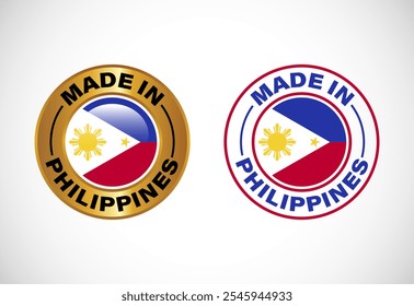 Made in Philippines New Guinea label icon with flag. Icon set for business, badge, seal, sticker, logo, and symbol