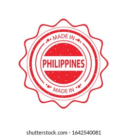 Made in Philippines red stamp on white background