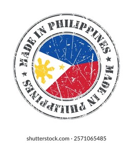 Made in Philippines stamp scratched flag badge logo vector illustration