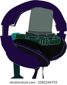 I made a picture of a microphone, it looks very simple, with blue and black