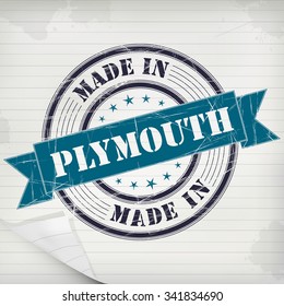 Made in Plymouth vector rubber stamp on grunge paper