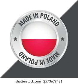 Made in Poland badge logo flag sticker 3d vector illustration isolated on white