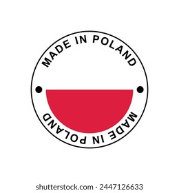 MADE IN POLAND  circle stamp with flag on white background vector illustration