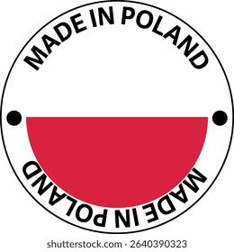 MADE IN POLAND  circle stamp with flag on white background vector illustration