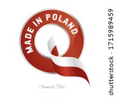Made in Poland flag ribbon Quality Q sign logo red color label button banner