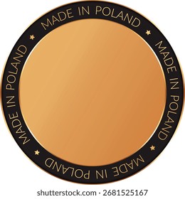 made in Poland - Anuncio de Botón redondo de color dorado con marco negro - insignia dorada