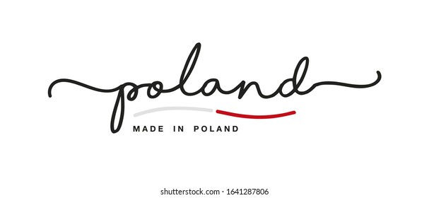 Made in Poland handwritten calligraphic lettering logo sticker flag ribbon banner