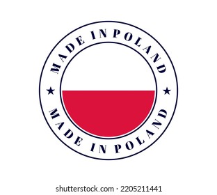 Made in Poland icon. Made in Poland circle label. Stamp made in with country flag Poland. Vector illustration eps10