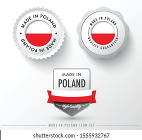 Made in Poland icon set isolated on white background ,for infographics and banner templates : Vector Illustration
