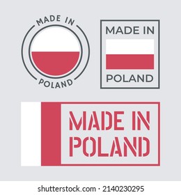 in Polen hergestellte Symbol-Set, hergestellt in Polen Produktetiketten