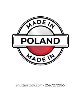 Made in Poland label icon emblem isolated on white background. Vector quality logo emblem design element. Vector illustration