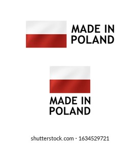 Made in Poland Label, Vector Tag template with Polish Flag isolated on white.