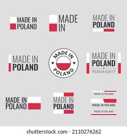 made in Poland labels set, made in Poland product emblem
