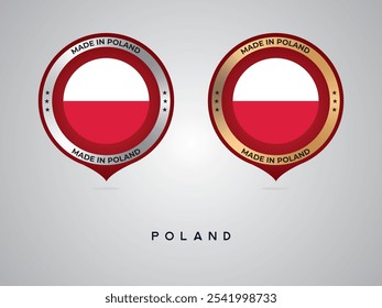 Made in Poland. labels, stickers, pointer, badge and symbol of Poland flag icon. Collection vector illustration