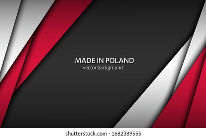 Made in Poland, modern vector background with Polish colors, overlayed sheets of paper in Polish colors, abstract widescreen background