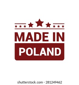 Made in Poland - Red rubber stamp design isolated on white background. vector illustration vintage texture. Vector illustration