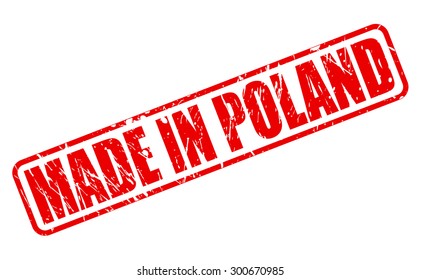 Made in Poland red stamp text on white