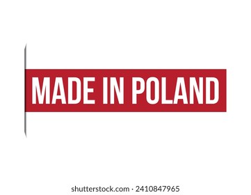 Dibujo de banner de vector rojo hecho en Polonia aislado en fondo blanco