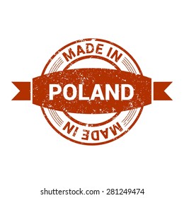 Made in Poland - Round red grunge rubber stamp design isolated on white background. vector illustration vintage texture. Vector illustration