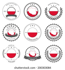 Made in Poland, seals, badges. Vector illustration