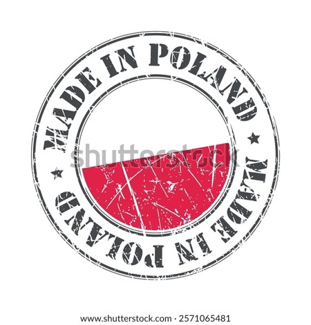 Made in Poland stamp scratched flag badge logo vector illustration