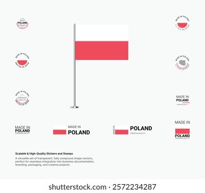 Made in Poland Stamps, Flag, Tags, labels, Seals, Icons. Creative Designs for Branding and Packaging