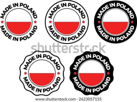 Made in Poland Vector Labels – Premium Quality Stamp Badges with Flag for Products Packaging