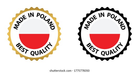 hergestellt in Polen Vektorstempel. Abzeichen mit polnischer Flagge
