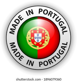 Made in Portugal 3D icon, vector shiny button.