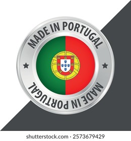 Made in Portugal badge logo flag sticker 3d vector illustration isolated on white