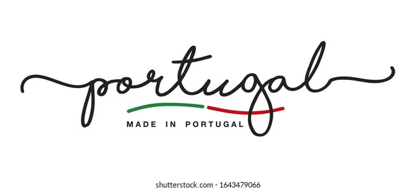 Made in Portugal handwritten calligraphic lettering logo sticker flag ribbon banner