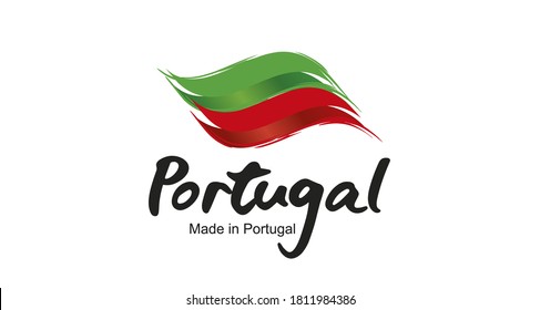 Made in Portugal handwritten flag ribbon typography lettering logo label banner