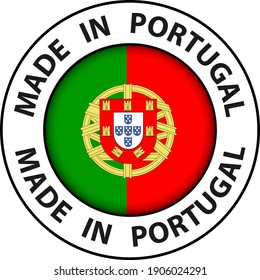 Made in Portugal Symbol, Kreis-Taste, Vektorgrafik.