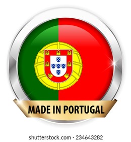 made in portugal silver badge isolated button on white background - vector eps10