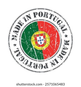 Made in Portugal stamp scratched flag badge logo vector illustration