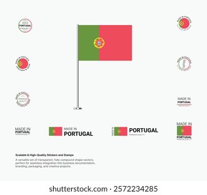 Made in Portugal Stamps, Flag, Tags, labels, Seals, Icons. Creative Designs for Branding and Packaging