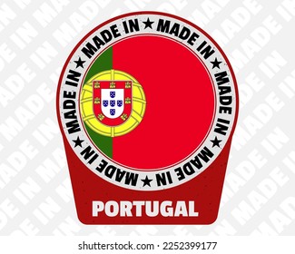 Made in Portugal vector badge, simple isolated icon with country flag, Portugal origin marking stamp sign design, rounded made in text