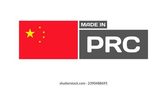 Made in PRC icon. Flat, flag of China, made in PRC icon, national flag of China. Vector icon