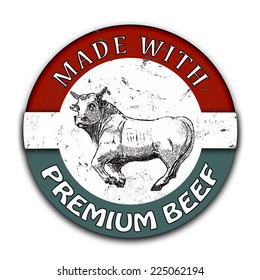 made with premium beef grunge stamp with on vector illustration