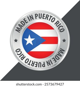 Made in Puerto Rico badge logo flag sticker 3d vector illustration isolated on white