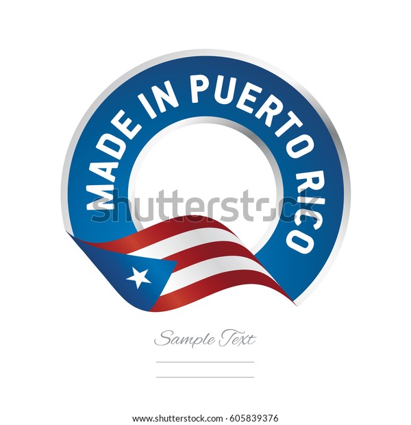 Puerto Rico 플래그 파란색 색상 레이블 스톡 벡터(로열티 프리) 605839376