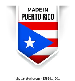 Made in puerto rico flag ribbon on a white background
