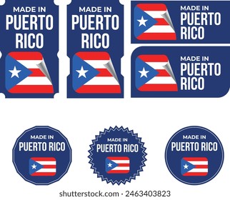 Made in Puerto Rico. Puerto Rico flag, Tag, Seal, Stamp, Flag, Icon vector