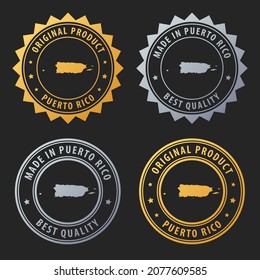 Made in Puerto Rico - gold and silver stamp set. Best quality. Original product. Vector illustration