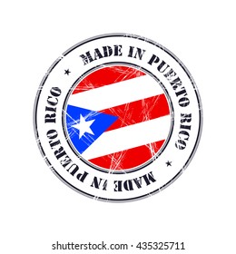 Made in Puerto Rico grunge rubber stamp with flag