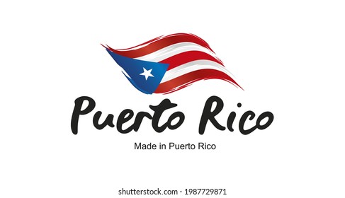 Made in Puerto Rico handwritten flag ribbon typography lettering logo label banner