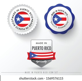 Made in Puerto Rico icon set isolated on white background ,for infographics and banner templates : Vector Illustration