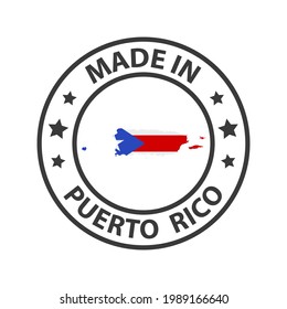 Made in Puerto Rico icon. Stamp made in with country map